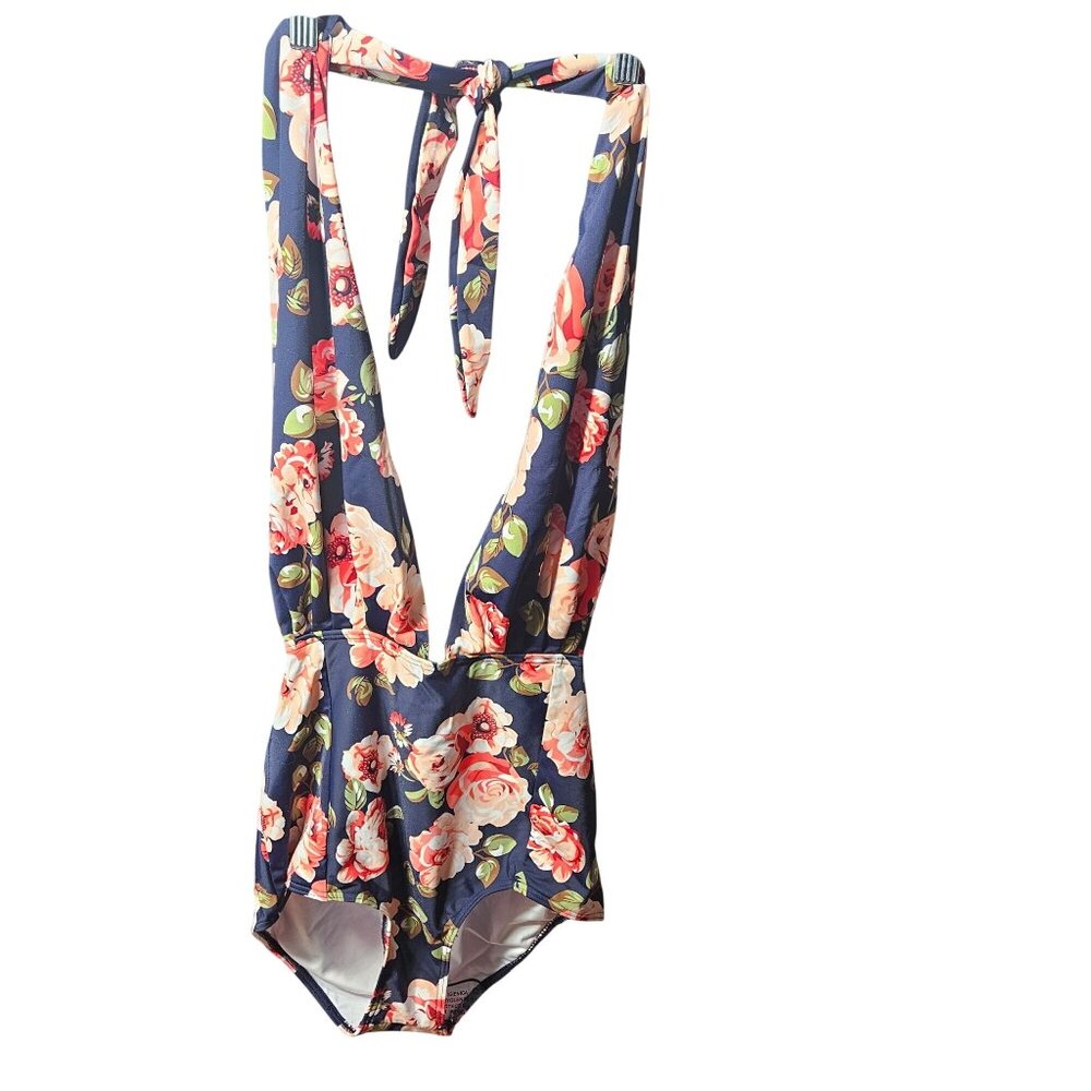 Coscoship Care for life Floral Print One-Piece Swimsuit With Open Back & Adjusta